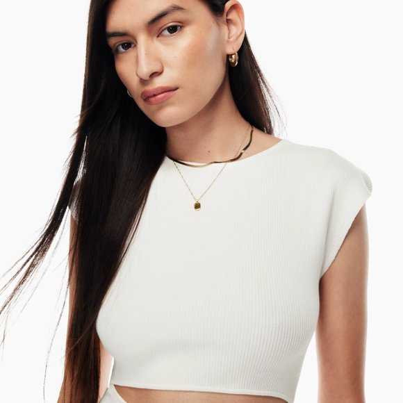 Aritzia - Wilfred Free Cut-out Knit Mini Dress - NWT  - White/Espace - Picture 2 of 5